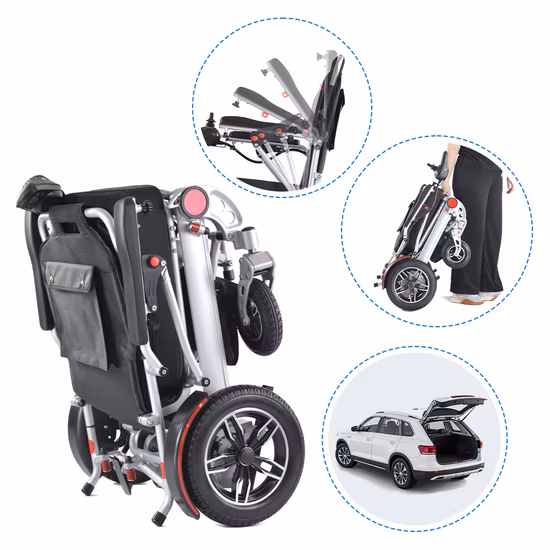 Sedia a rotelle elettrica automatica in alluminio per adulti per assistenza sanitaria per anziani Prezzo Scooter per mobilità per sedia a rotelle pieghevole per interni